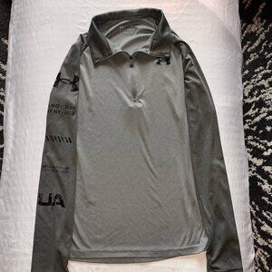 Under Armour Boy's Gray Long Sleeve Zip-up Collared Shirt